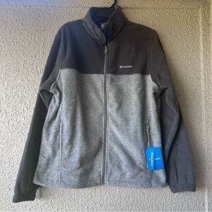 Columbia Men's Two-Tone Gray Fleece Performance Jacket Gray Zip Pockets Med NWT